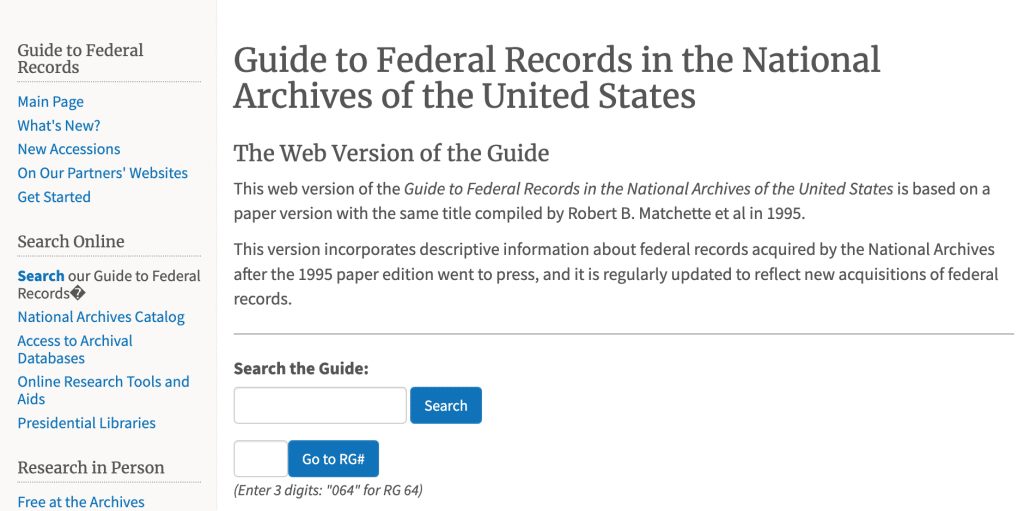 Federal records in national archives of the US